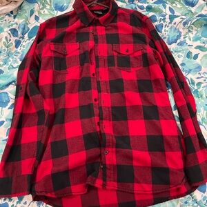 Burnside Red and Black Plaid Shirt